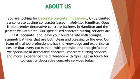 If you are looking for Decorate concrete in Deanwell