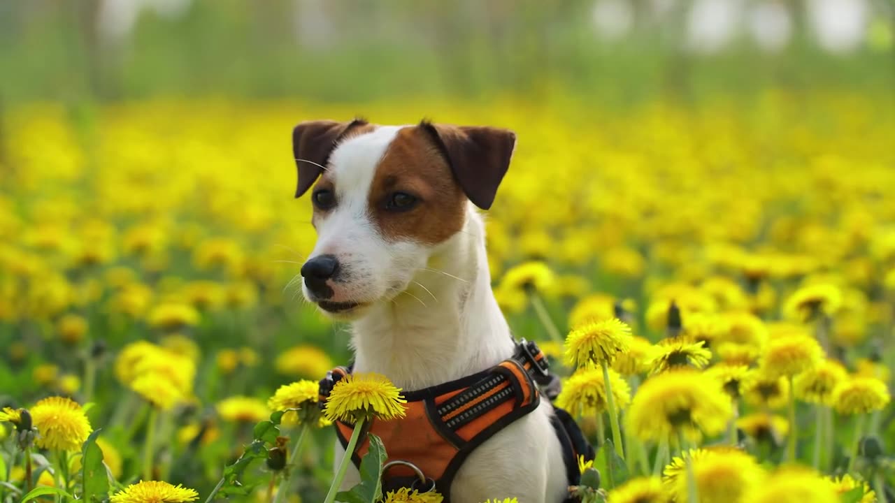 Golden Moments: Puppy's Playtime in a Field of Sunshine 🌼🐾