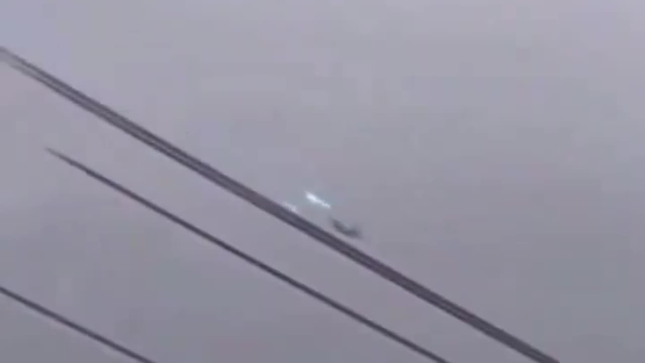 Moment when passenger plane seems to have been hit by lightning