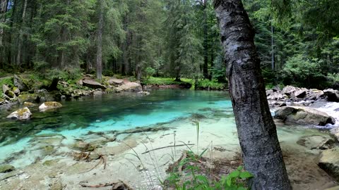 Waterfalls river lake panorama