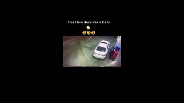 Funny video with man want to rob gas station