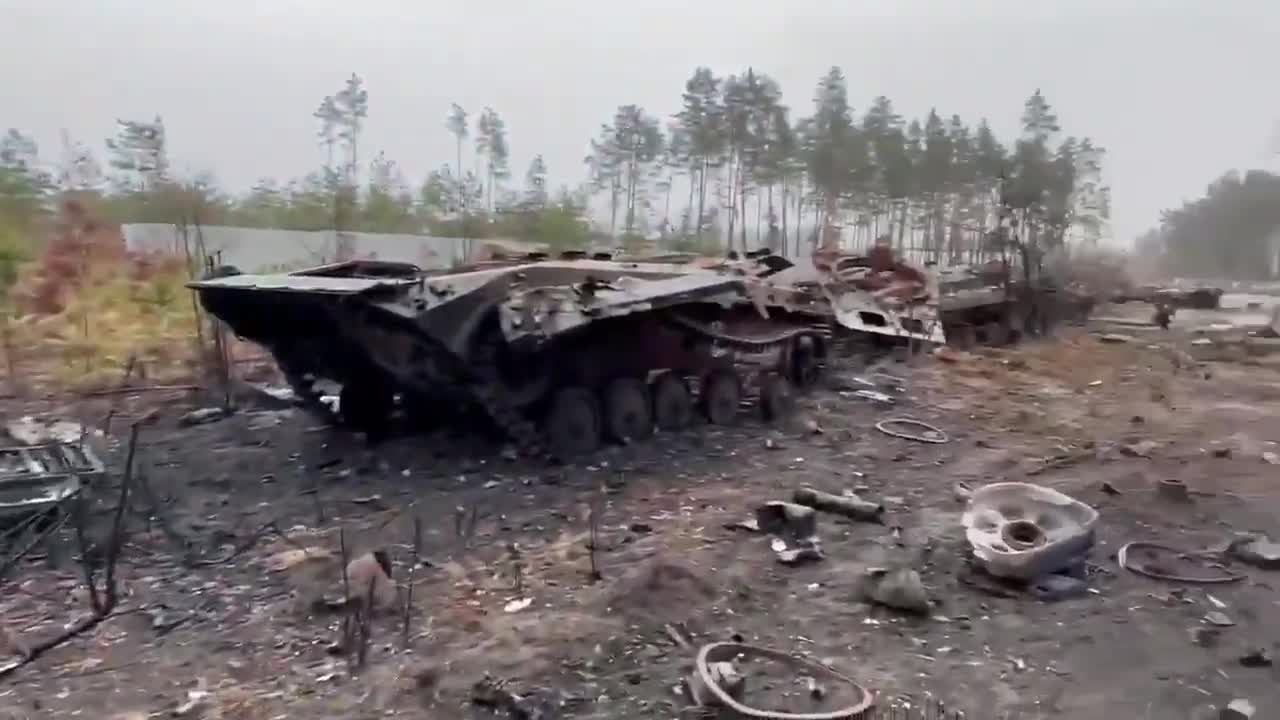 A whole cemetery of military equipment near Kiev.