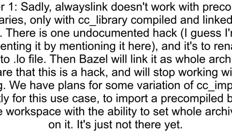 Alternate to quotwholearchivequot in bazel
