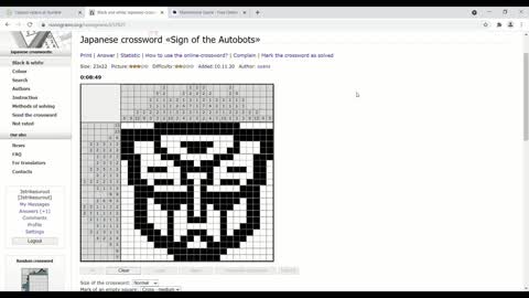 Nonograms - Sign of the Autobots