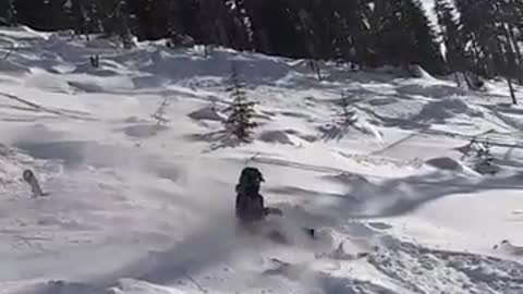 Green helmet ski backflip faceplant