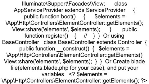 Laravel Best way to call a collection of elements on all my pages menu