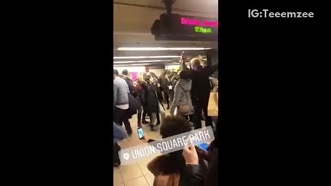 Dance party at union square park subway