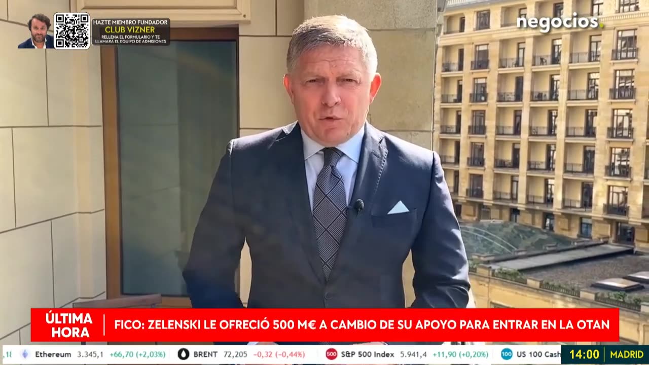 ÚLTIMA HORA: Fico asegura que Zelensky le ofreció 500 m€ a cambio de su apoyo para entrar en la OTAN