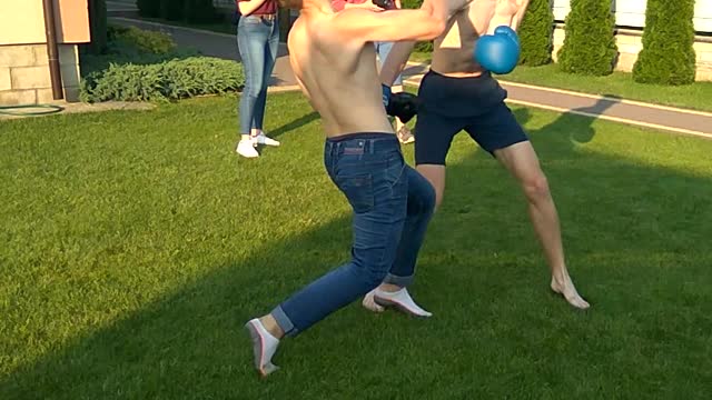 Boxing with my classmate