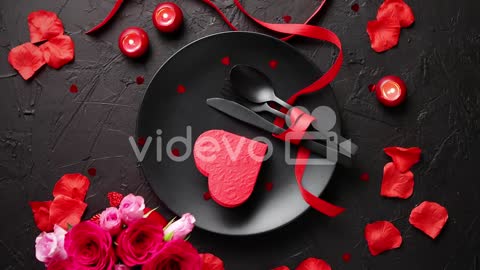 Valentines day table setting and romantic dinner concept