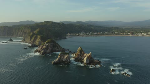 Aerial panorama of a coast and its reliefs