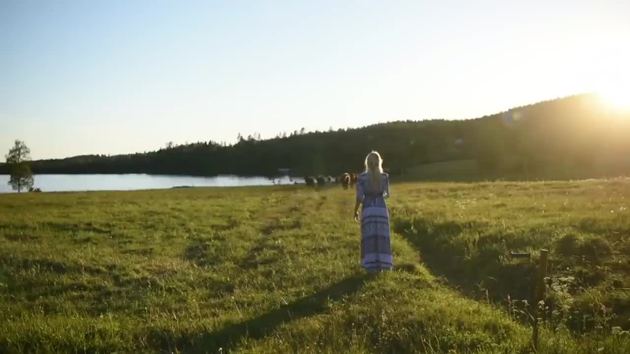 Child Music Attracts Cows on Farm