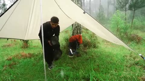 Camping Alone in Extended, heavy Rain and Thunder Strom - Calm Camping in heavy Rain part1