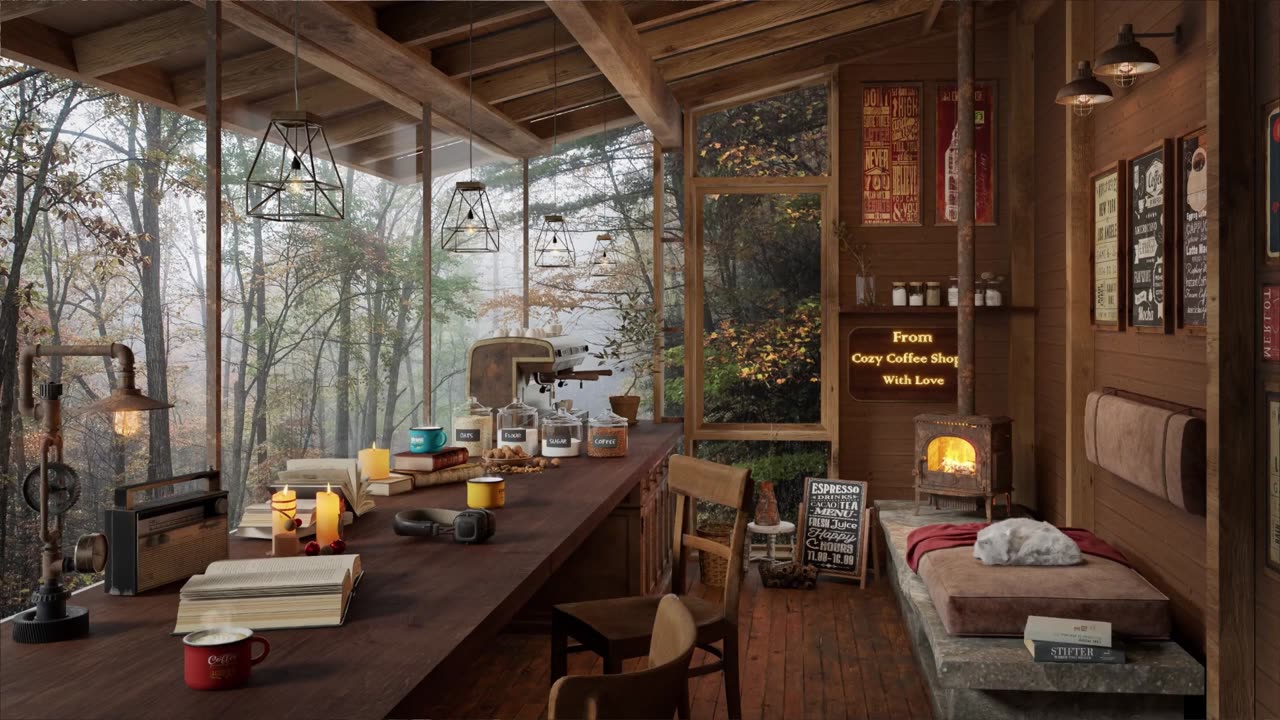 4k"Enchanting Harmony: A Cozy Haven with Jazz Serenity Amidst the Fog"