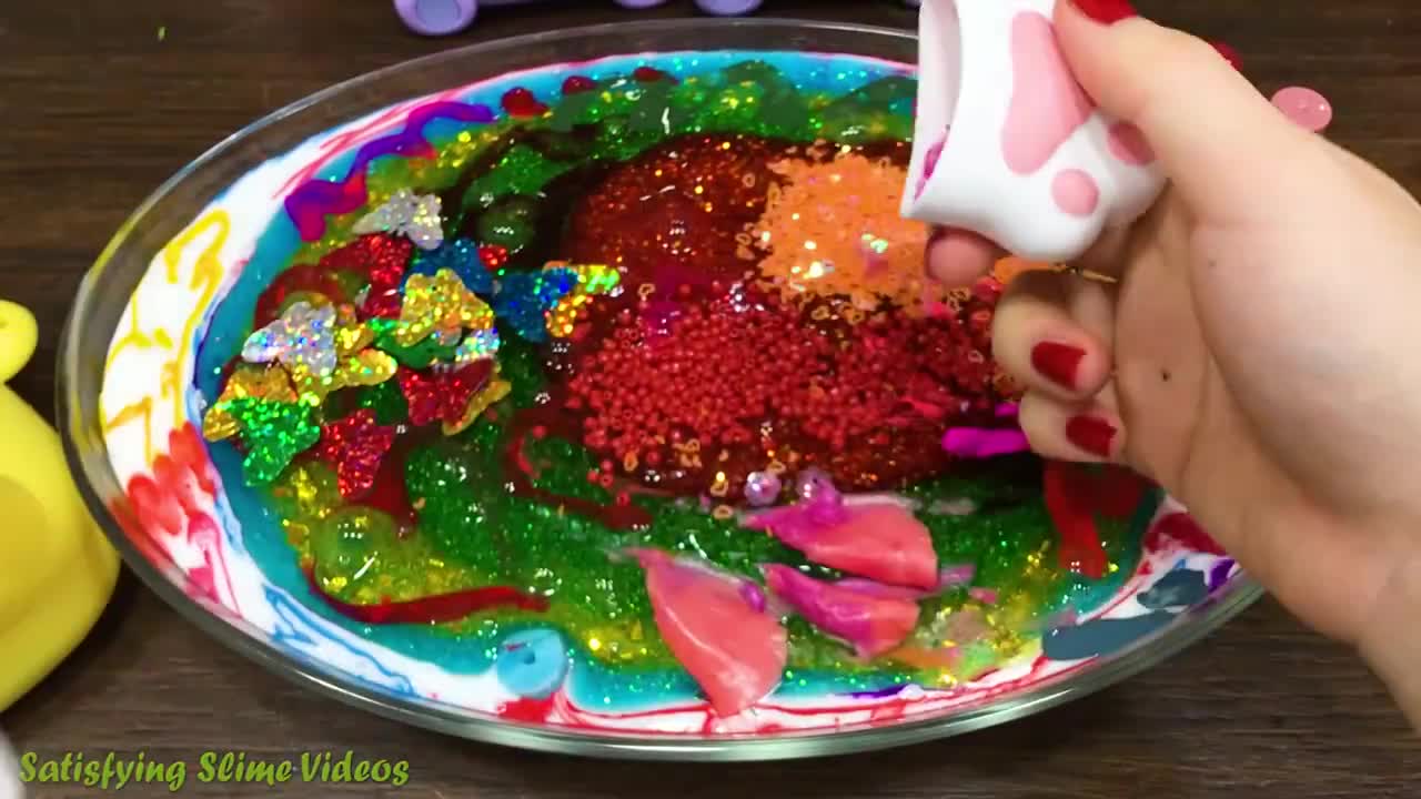 Mixing Makeup, Glitter and More into Glossy Slime ! Satisfying Slime Video #772