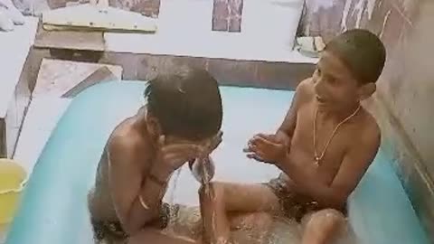 In India'kids both in own tubs #swiminiginhouse #bestenjoywithkids #2023latestkidsvideo