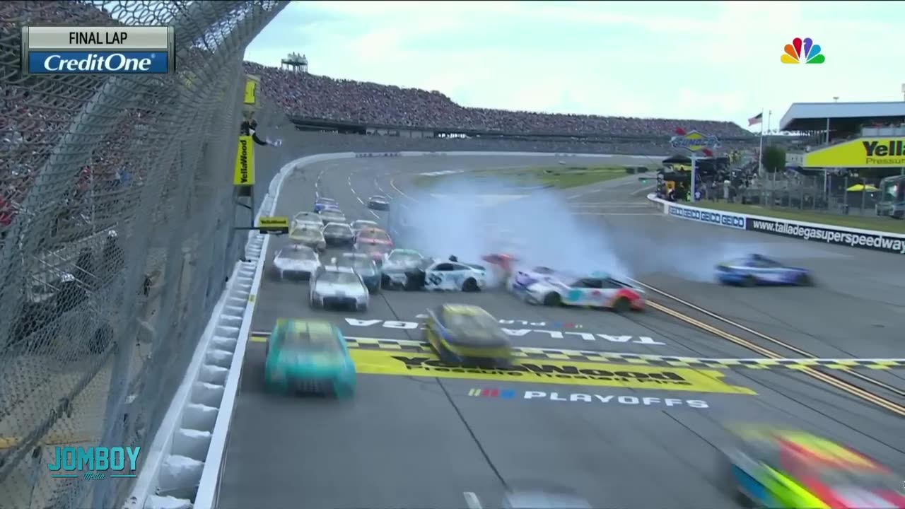 crazy car crashes at the end of finish line (race track)