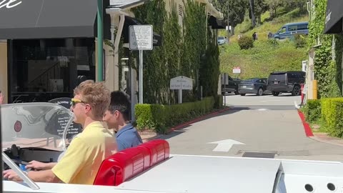 Boat Car Cruises Down Sunset Boulevard in LA