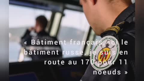 Radio contact between French Navy Marine Nationale FREMM Auvergne Russian Navy Frigate Admiral Essen