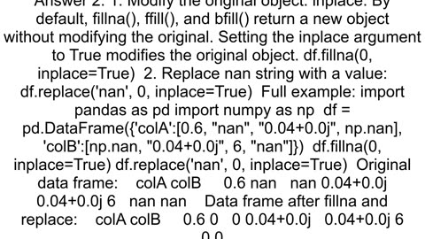 dfreplace unable to replace nan strings in the data frame