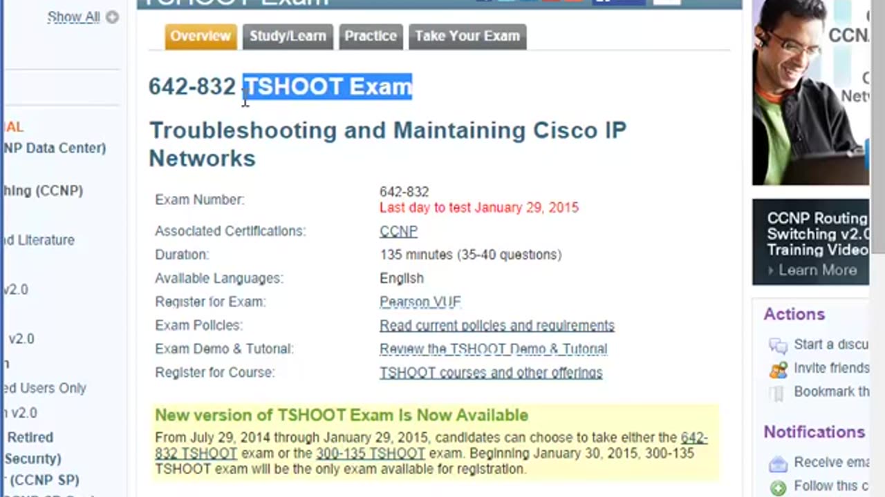 CCNP Troubleshoot Exam Information
