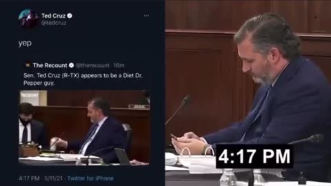 Ted Cruz Responding To Tweet About Diet Dr. Pepper While Being Spoken To During Senate Hearing