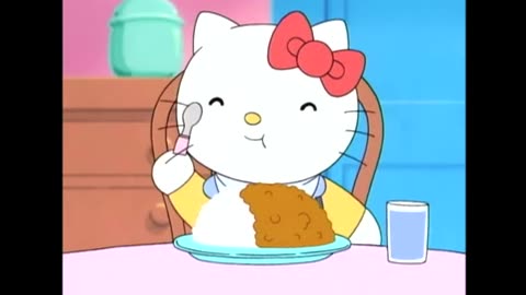 Hello Kitty eats Chicken Curry for 1 HOUR