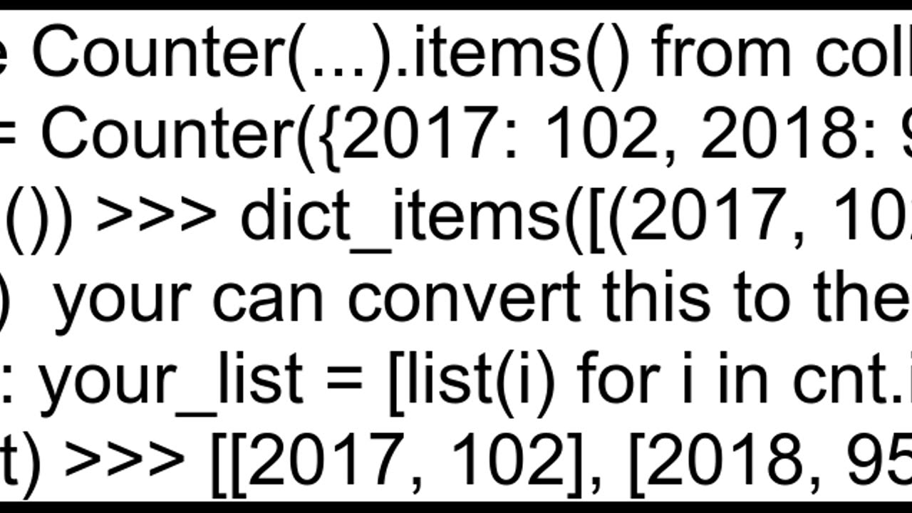 How to convert a counter collection into a list