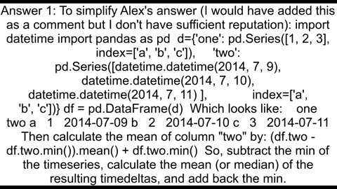 Datetime objects with pandas mean function