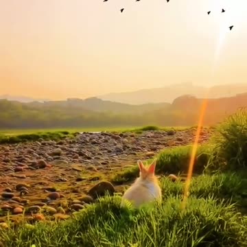 Beautiful nature - Bunny watching sunrise