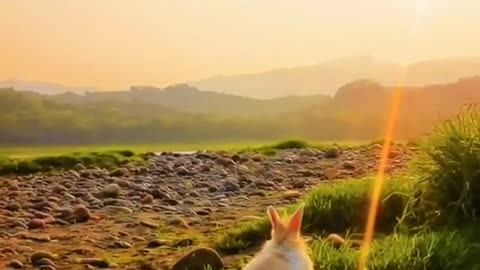 Beautiful nature - Bunny watching sunrise