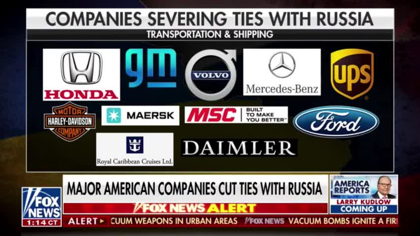 A growing number of companies are cutting ties with Russia following the invasion of Ukraine.