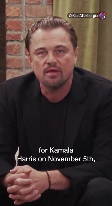 Leonardo DiCaprio, who looks like a hostage, has officially endorsed Kamala Harris for president