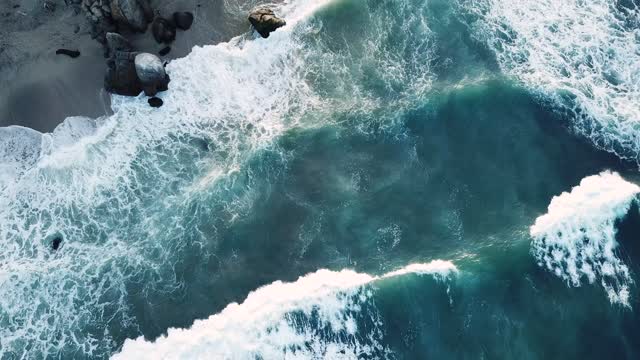 Drone View Of Big Waves Rushing To The Shore