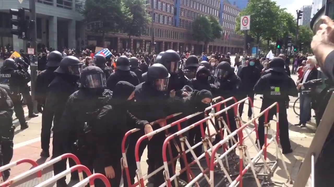 May 24 2020 Hamburg, Germany 1.2 Police detained or arrested masked antifa for violence