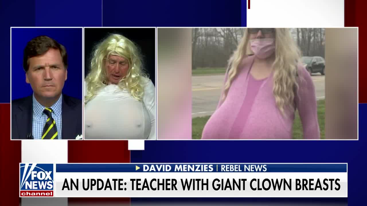 Commentator dresses in same busty fetish gear as trans teacher to prove point