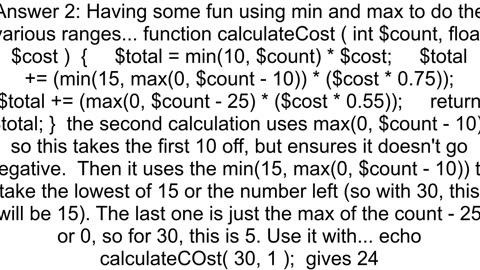 How to calculate total cost based on price ranges of items