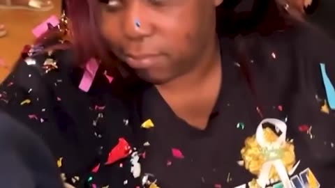 Woman Annoyed by Confetti in Food