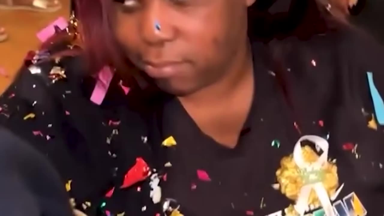 Woman Annoyed by Confetti in Food