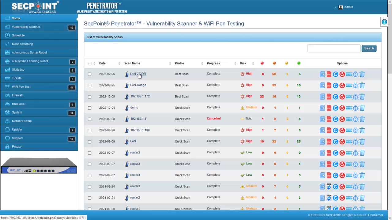 SecPoint Penetrator Vulnerability Scanner V58 Improved Offline Targets Display