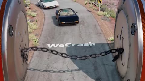 Cars Chain 2 Giant Bollards Crash - BeamNG Drive