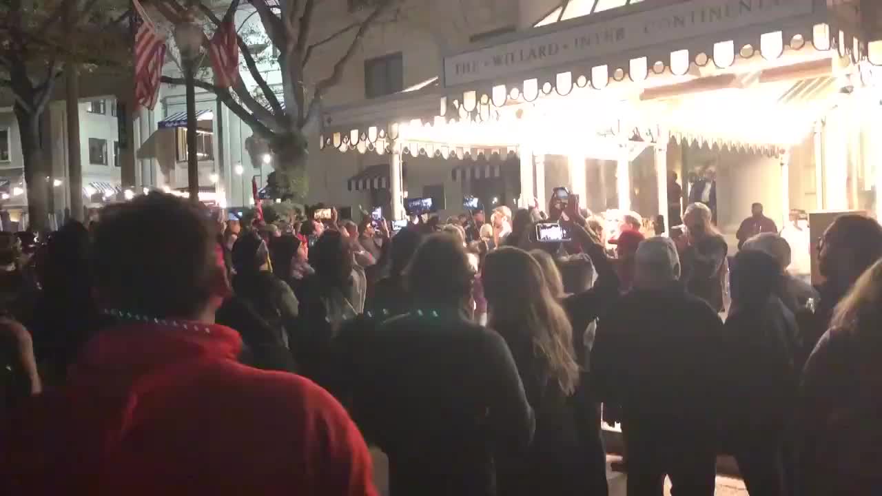 Proudboys celebrate in Freedom Plaza .