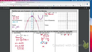 IM2 Alg1 Trad. Unit 12 Quadratics Review