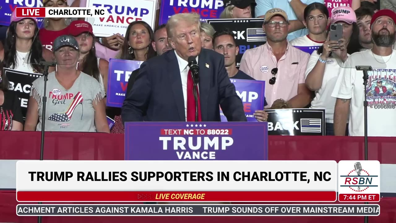 FULL SPEECH： President Trump Holds a Rally in Charlotte, North Carolina - 7⧸24⧸24