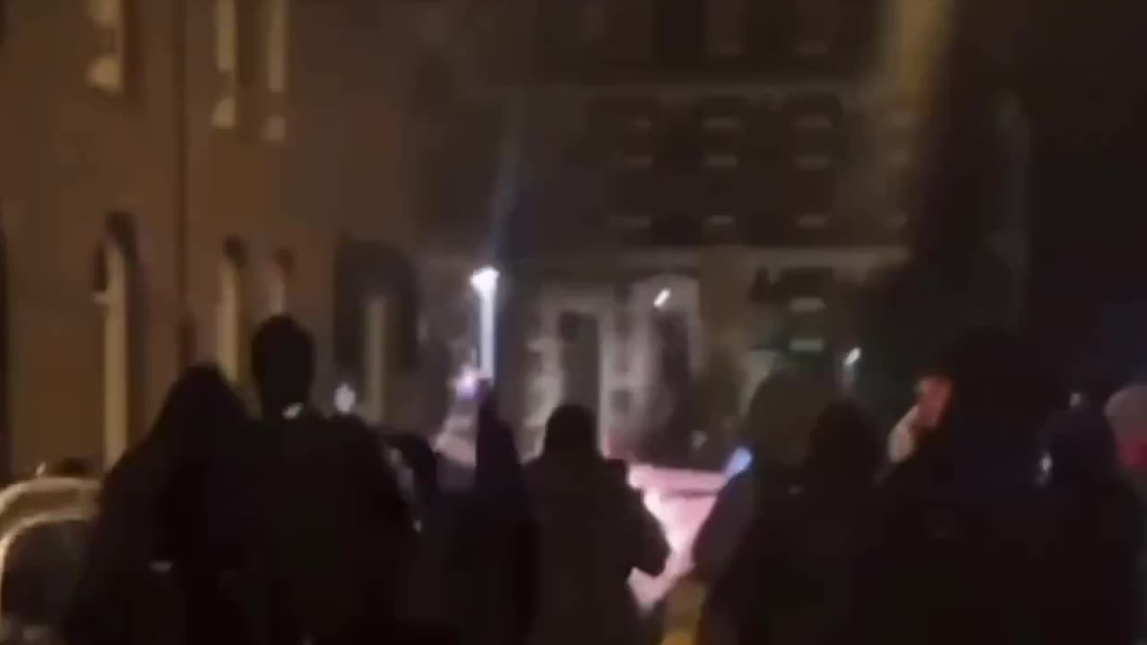 The violent mob in Amsterdam is now burning an Israeli flag.