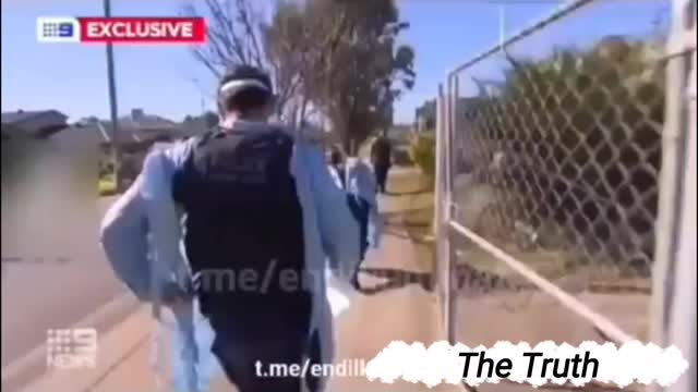 Police in Australia remove a man suspected of having Covid