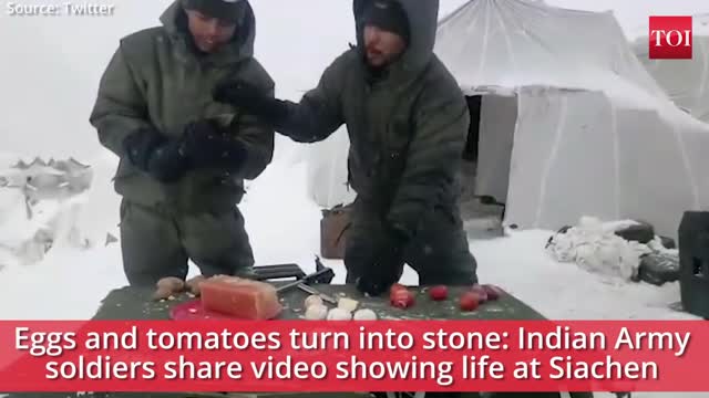 Eggs and tomatoes turn into stone: Indian Army soldiers share video showing life at Siachen