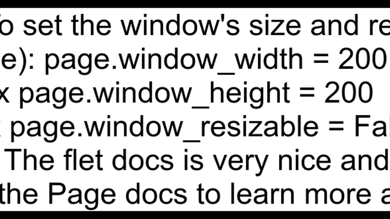 How do I change the size of the Flet window on Windows or specify that it is not resizable