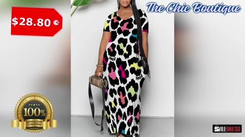 Short Sleeve Colorful Leopard Print Maxi Dress $28.99