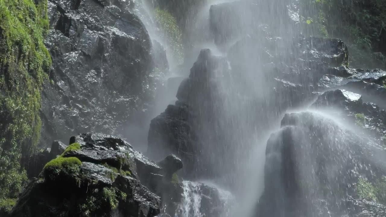 Water falling over stones